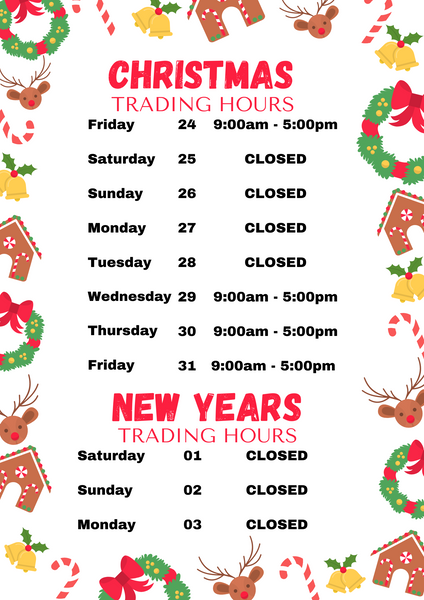 Christmas & New Years Trading Hours